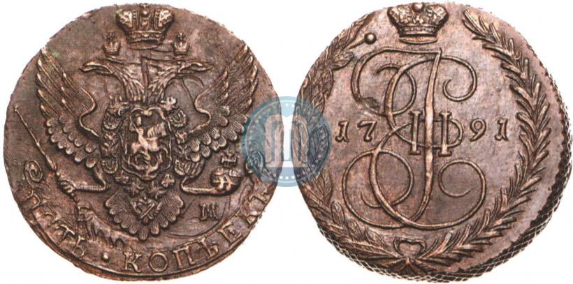 Picture 5 kopecks 1791 year ЕМ 
