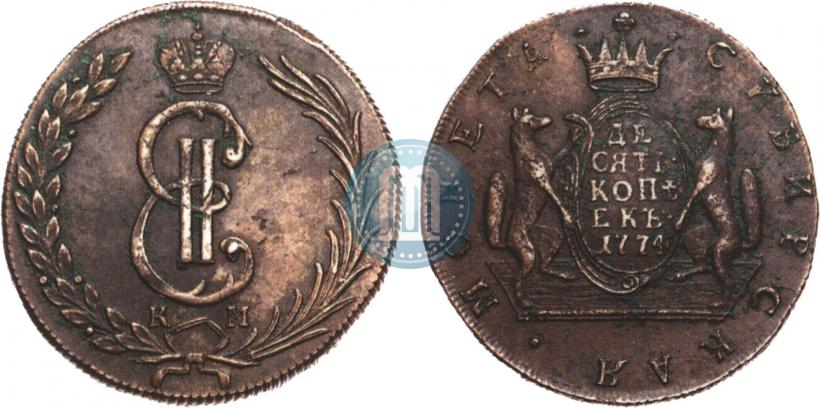 Фото 10 копеек 1774 года КМ 