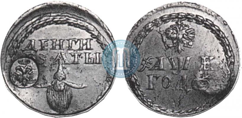 Picture Beard token coin 1705 year  "With overstrike"