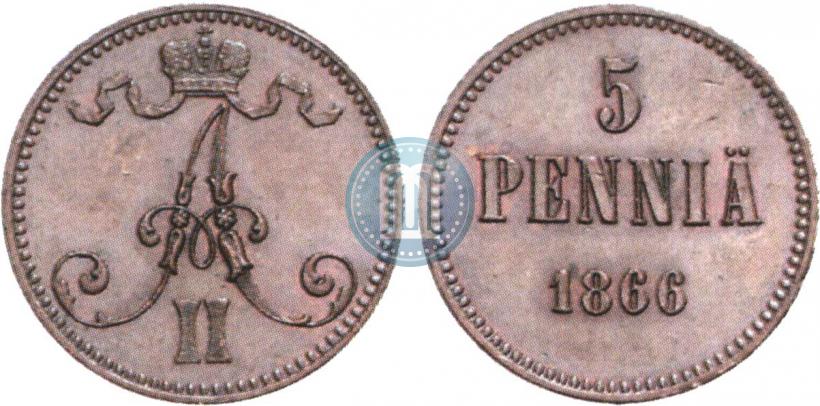 Фото 5 пенни 1866 года  