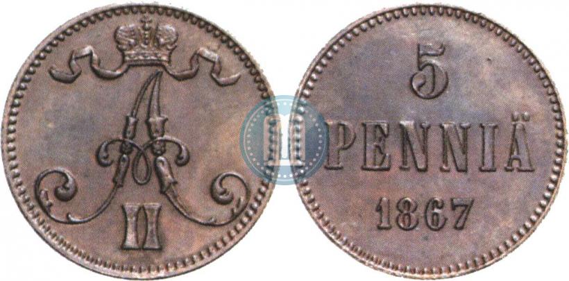 Picture 5 pennia 1867 year  