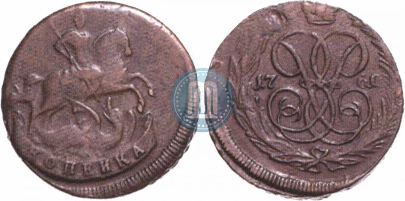 Picture 1 kopeck 1760 year  