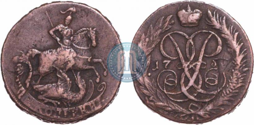 Фото 2 копейки 1758 года  "Номинал под Св. Георгием"