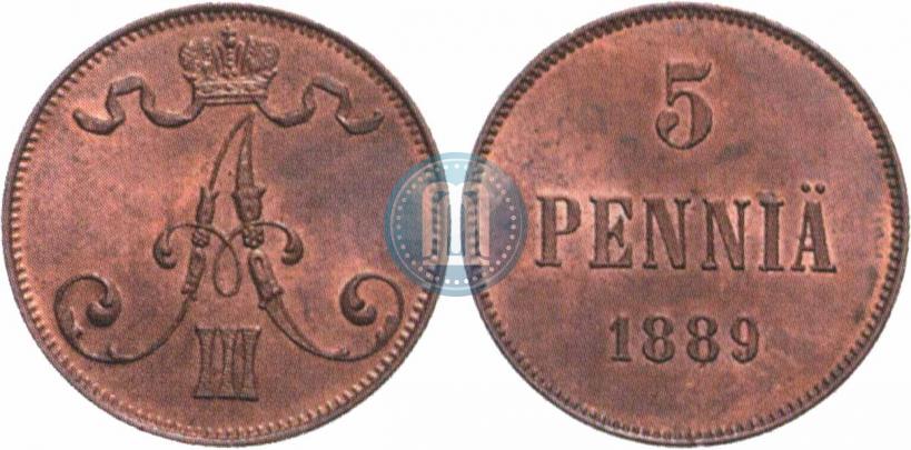 Фото 5 пенни 1889 года  
