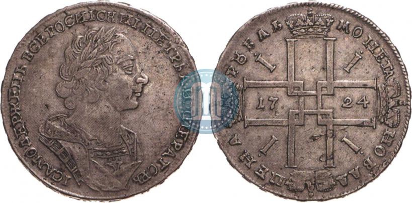 Фото 1 рубль 1724 года  "Портрет в античных доспехах"