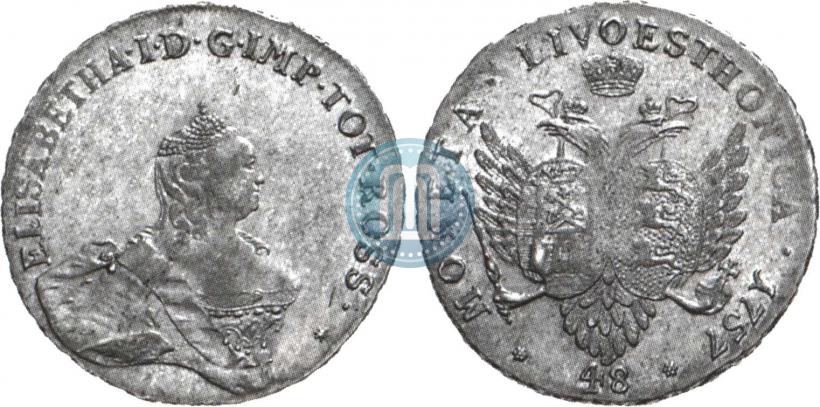 Picture 48 kopecks 1757 year  "For Livonia"