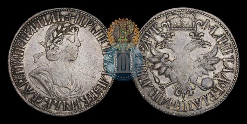 Picture Poltina 1702 year  "With a ribbon near the wreath"
