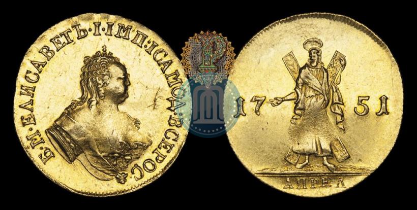 Фото 2 червонца 1751 года  "Св. Андрей на реверсе"