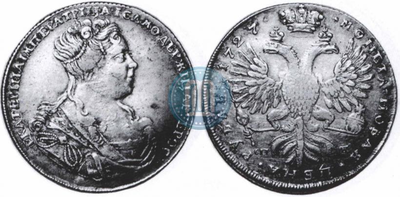 Фото 1 рубль 1727 года СПБ "Петербургский тип, портрет вправо"