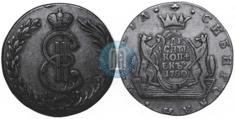 Фото 10 копеек 1780 года КМ 