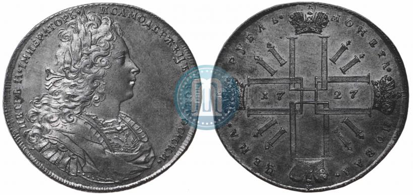 Picture 1 rouble 1727 year  "Monogram on the reverse. Pattern"