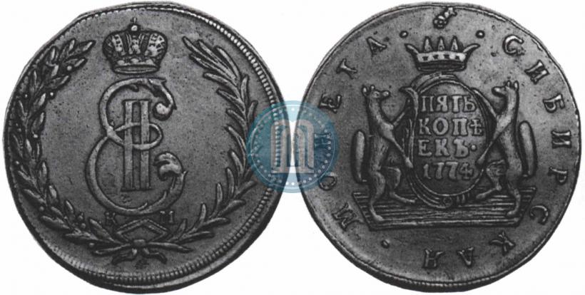 Фото 5 копеек 1774 года КМ 