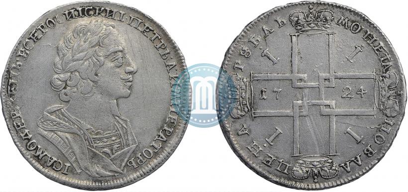 Фото 1 рубль 1724 года  "Портрет в античных доспехах"