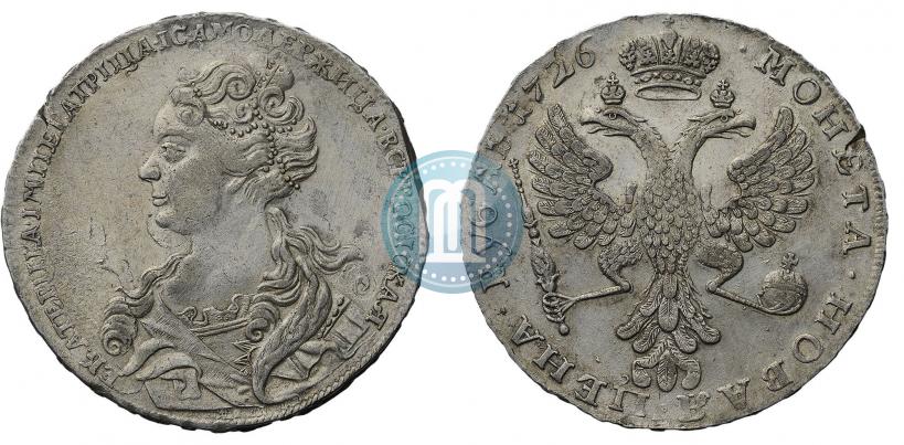 Picture 1 rouble 1726 year  "Moscow type, portrait turned to the left"