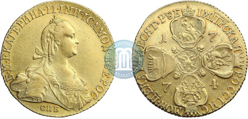 Picture 10 roubles 1774 year СПБ 