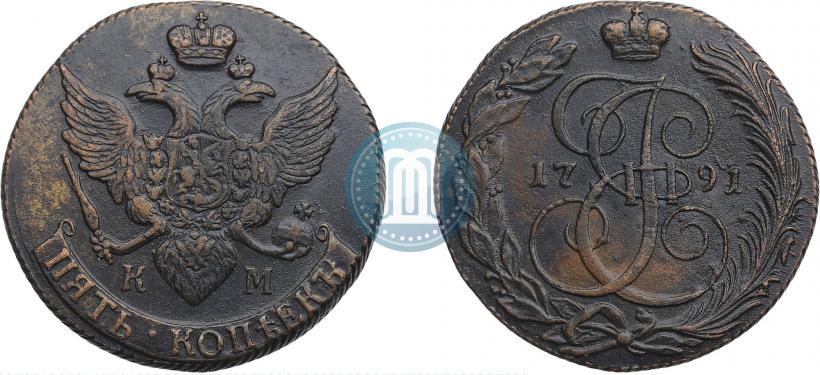 Picture 5 kopecks 1791 year КМ 