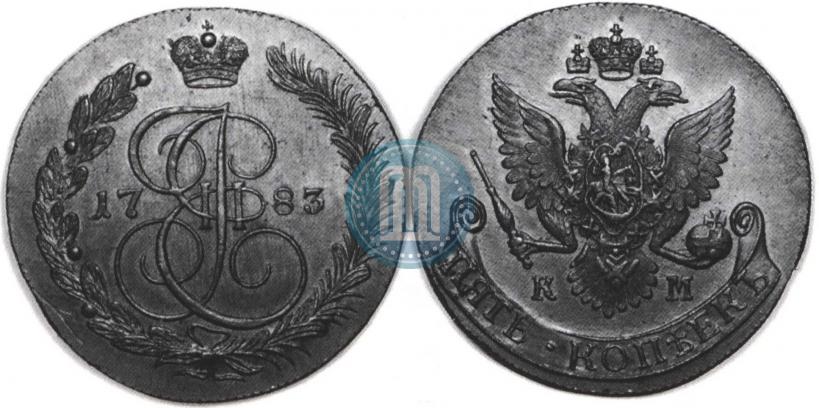 Фото 5 копеек 1783 года КМ 