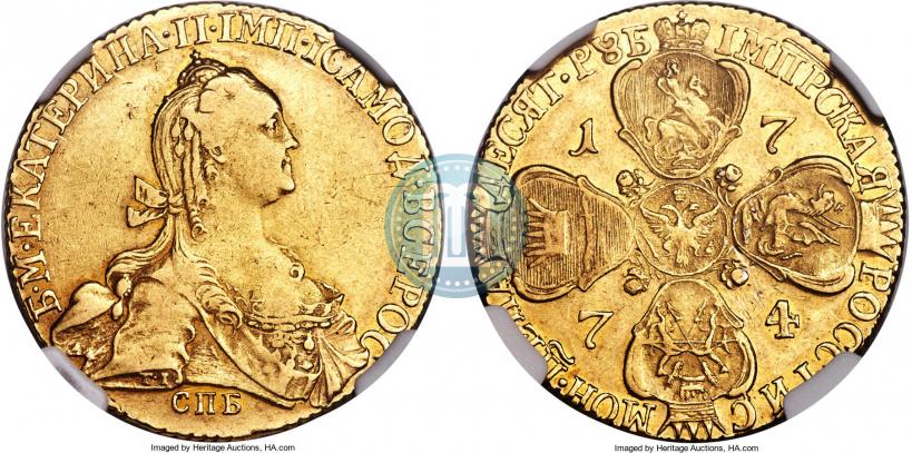 Picture 10 roubles 1774 year СПБ 