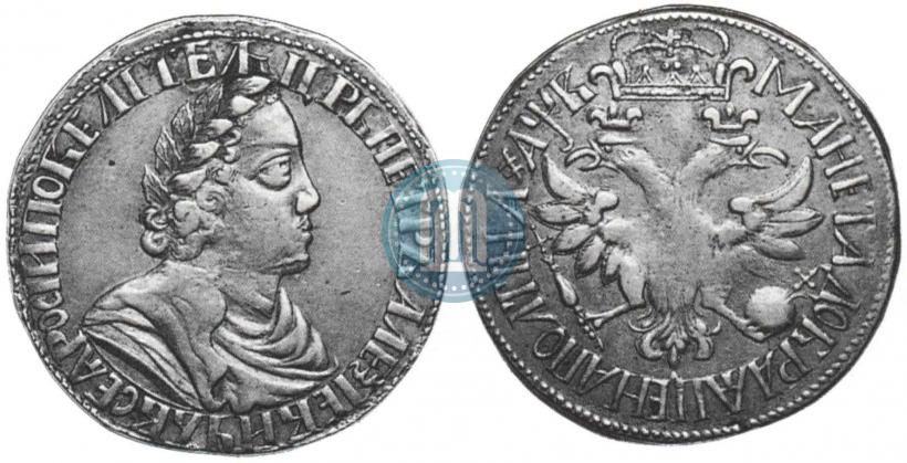 Picture Poltina 1702 year  "Without ribbons near the wreath"