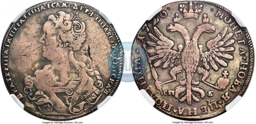 Picture Poltina 1726 year  "Moscow type, portrait turned to the left"