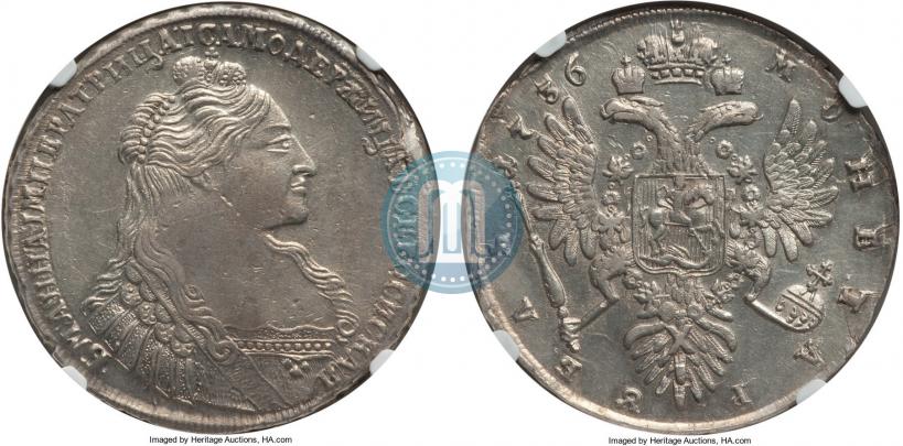 Фото 1 рубль 1736 года  "Тип 1735 года"