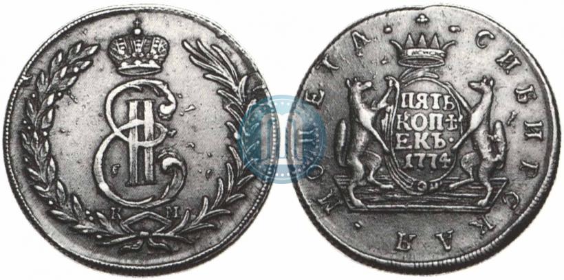Фото 5 копеек 1774 года КМ 