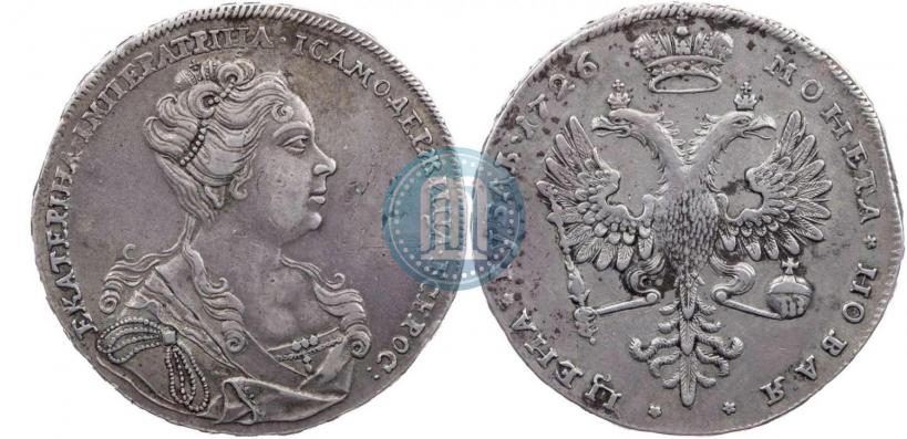 Фото 1 рубль 1727 года  "Московский тип, портрет вправо"