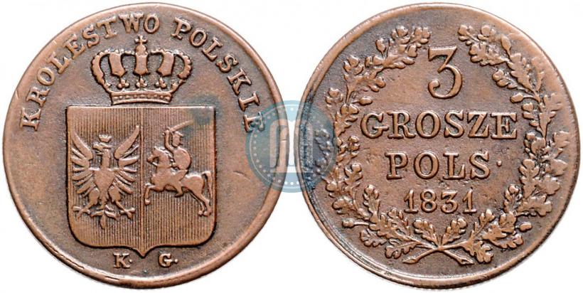 Фото 3 гроша 1831 года KG "Польское восстание"