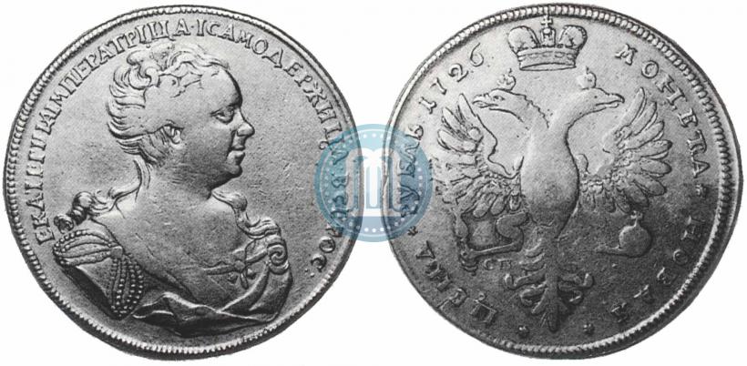 Picture 1 rouble 1726 year СПБ "Petersburg type, portrait turned to the right"