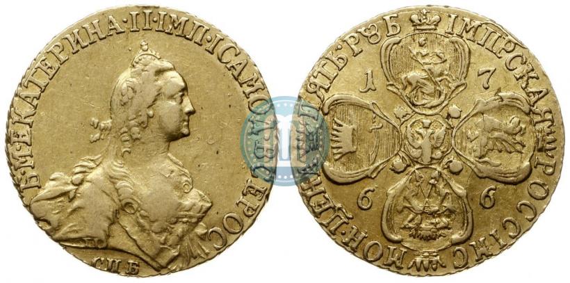 Picture 5 roubles 1766 year СПБ 