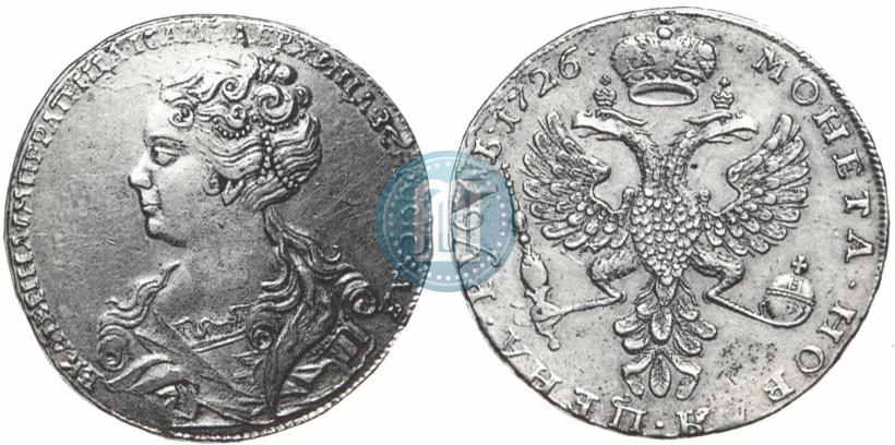 Picture 1 rouble 1726 year  "Moscow type, portrait turned to the left"