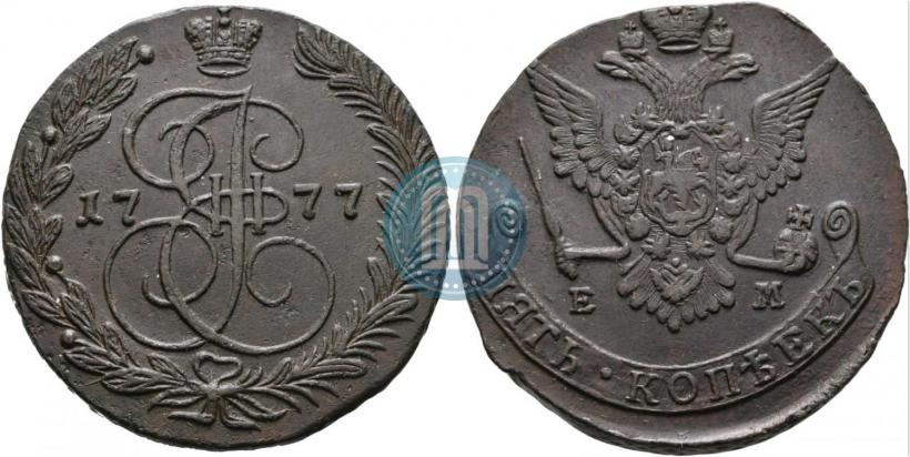Picture 5 kopecks 1777 year ЕМ 