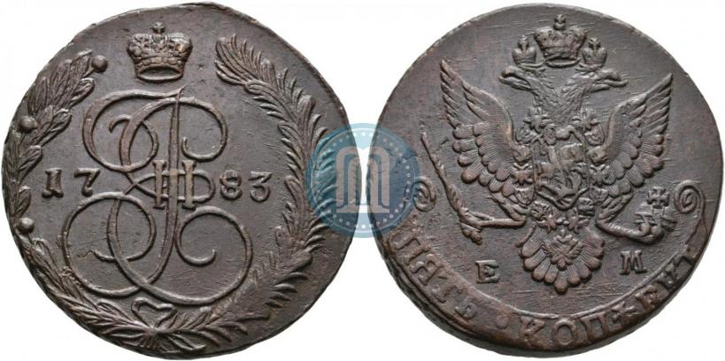 Picture 5 kopecks 1783 year ЕМ 