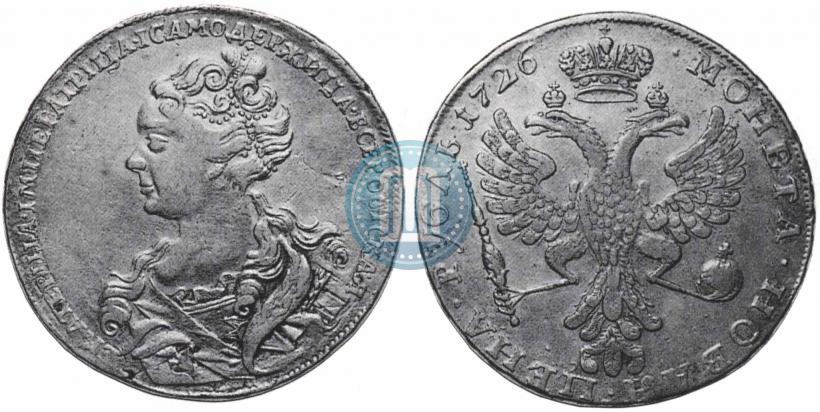 Фото 1 рубль 1726 года  "Московский тип, портрет влево"
