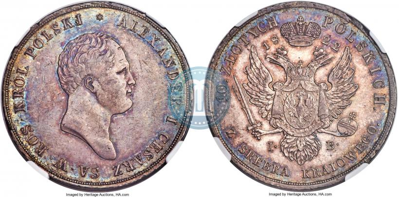 Picture 10 złotych 1822 year IB 