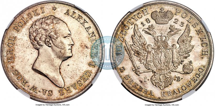 Picture 10 złotych 1823 year IB 