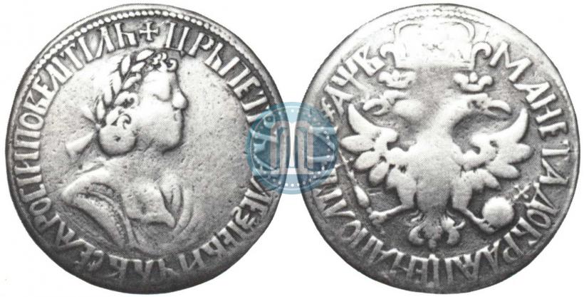 Picture Poltina 1702 year  "With a ribbon near the wreath"