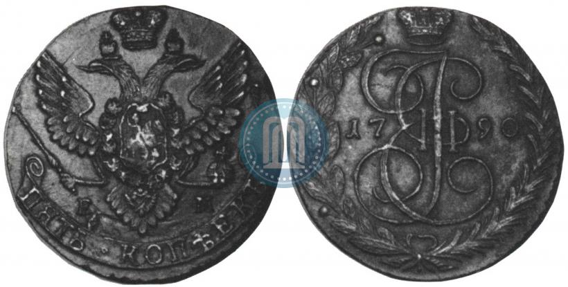 Picture 5 kopecks 1790 year ЕМ 