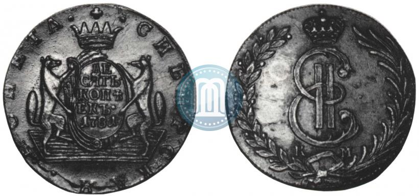 Фото 10 копеек 1781 года КМ 