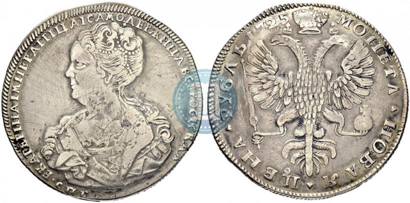 Фото 1 рубль 1725 года СПБ "Петербургский тип, портрет влево"