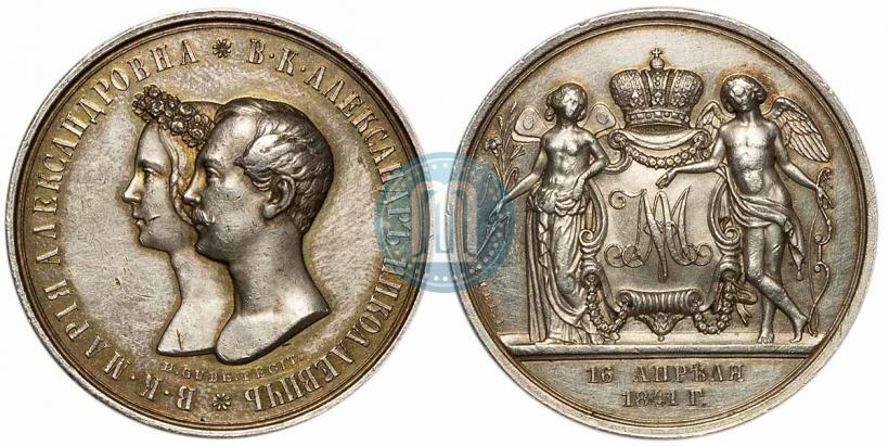 Picture Medal 1841 year H. GUBE. FECIT "In the memory of the wedding of the crown prince"
