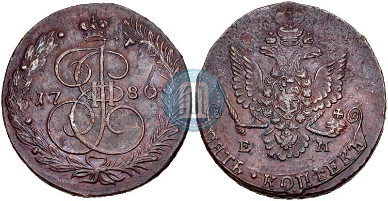 Picture 5 kopecks 1780 year ЕМ 