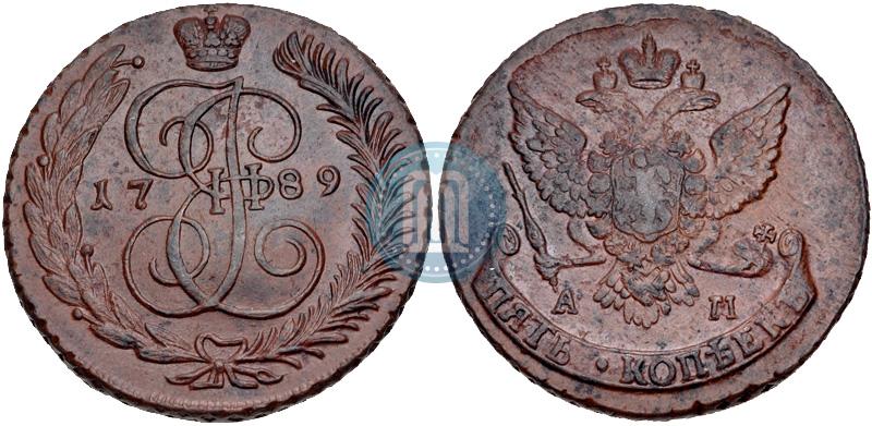 Фото 5 копеек 1789 года АМ 