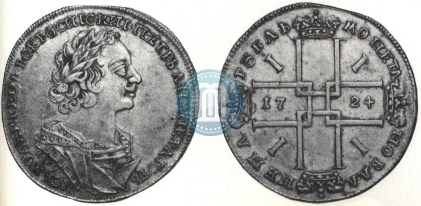 Фото 1 рубль 1724 года OK "Портрет в античных доспехах"