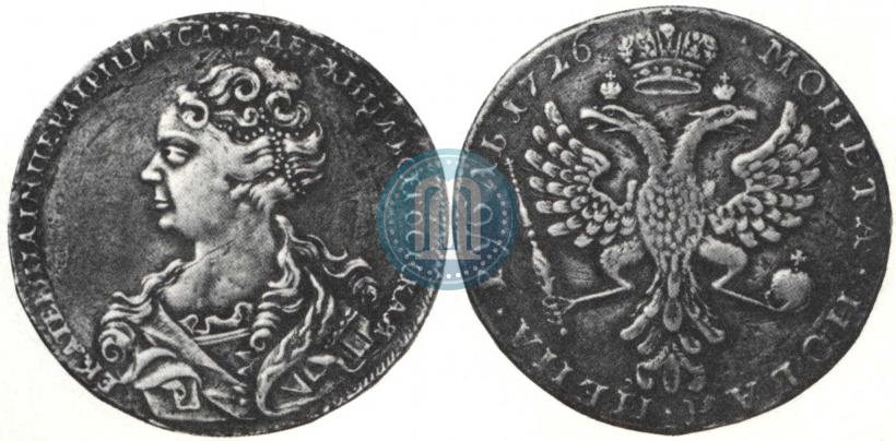 Фото 1 рубль 1726 года  "Московский тип, портрет влево"