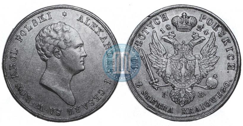 Picture 10 złotych 1824 year IB 