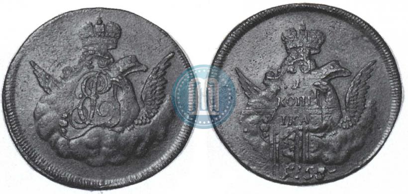 Picture 1 kopeck 1755 year  