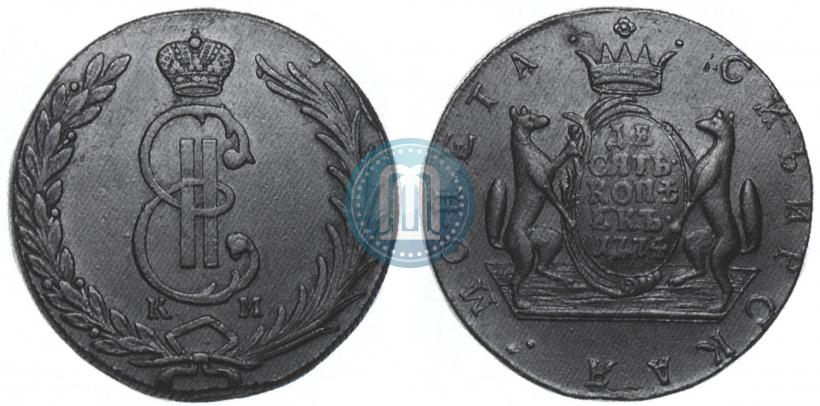 Фото 10 копеек 1774 года КМ 