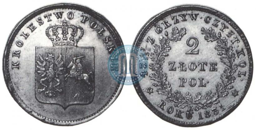 Picture 2 złote 1831 year KG "Polish uprising"
