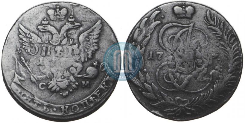 Picture 5 kopecks 1763 year СМ 